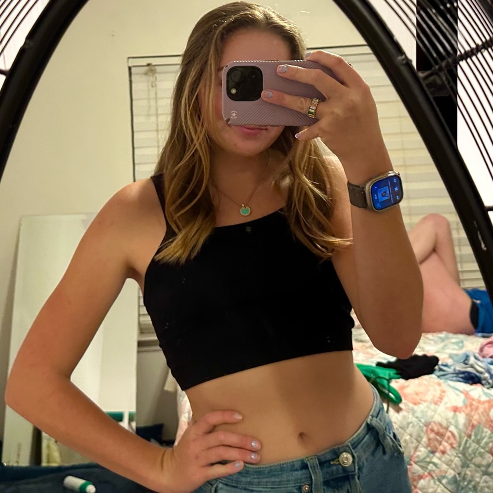 SHEIN Small Black Cropped Bra Tank Top